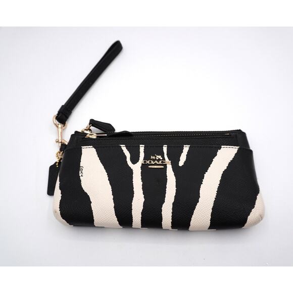 Coach Zebra Striped Wallet Clutch with Pouch, Black & Off White, Sz: OS, 38-16 - Picture 7 of 8